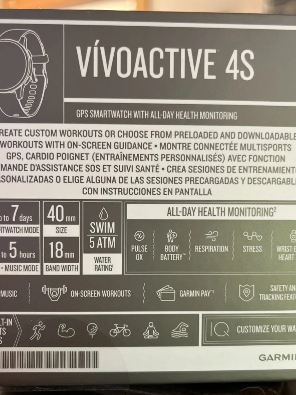 Garmin Vivoactive 4S GPS Fitness Smartwatch 40mm